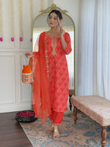 Embroidery French Crepe Kurta Set