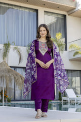 Embroidared Chanderi Cotton Kurta Set