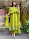 Green Embroidared Chanderi Silk Kurta Set