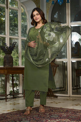 Embroidared Viscose Chanderi Kurta Set