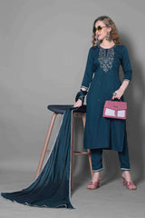 Embroidery Silk Blend Kurta Set