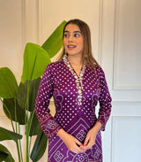 Position Print With Embroidery Viscose Kurta Set