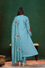 Embroidared Chanderi Silk Kurta Set