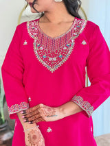 Embroidery Viscose Chanderi Kurta Set