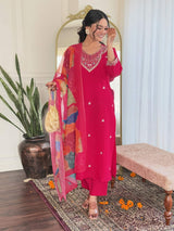 Embroidery Viscose Chanderi Kurta Set