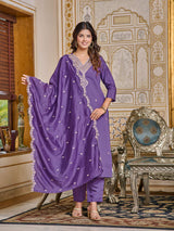 Embroidery Chanderi Kurta Set