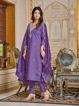 Embroidery Chanderi Kurta Set