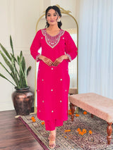 Embroidery Viscose Chanderi Kurta Set