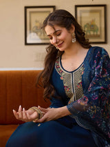 Embroidared Beads Viscose Chanderi Kurta Set