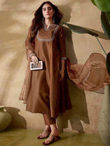 Embroidared Vichitra Silk (full Inner) Kurta Set
