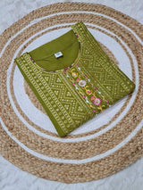 Embroidery Muslin Cotton Kurta Set