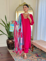 Embroidery Rayon Slub Kurta Set