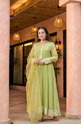 Embroidared Chanderi Silk Kurta Set