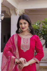 Embroidared Viscose Chanderi Kurta Set