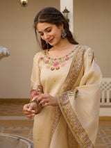Embroidared Beads Viscose Assam Silk Kurta Set