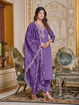 Embroidery Chanderi Kurta Set