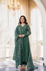 Embroidared Chanderi Silk Kurta Set