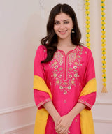 Embroidared Chanderi Kurta Set