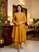Embroidared Vichitra Silk Kurta Set