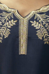 Embroidared Beads Viscose Chanderi Kurta Set