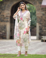 White Embroidery Georgette Kurta Set