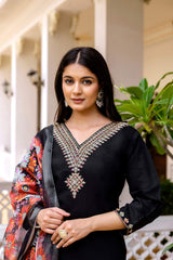 Embroidared Beads Viscose Chanderi Kurta Set