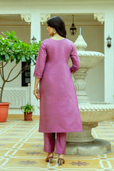 Embroidared Beads Viscose Chanderi Silk Kurta Set