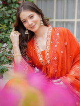 Embroidery Viscose Chanderi Kurta Set