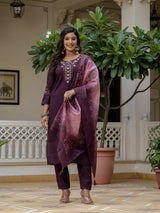 Embroidery Roman Silk With Cotton Lining Kurta Set