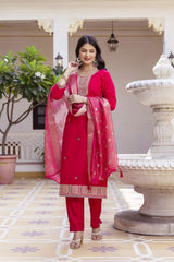 Embroidared Viscose Chanderi Kurta Set
