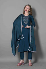 Embroidery Silk Blend Kurta Set