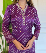Position Print With Embroidery Viscose Kurta Set