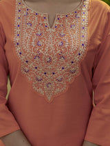 Orange Embroidery Rayon Kurta Set