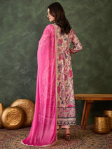Cream Embroidared Rayon Kurta Set