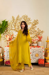 Embroidared Viscose Satin Kurta Set
