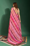 Multicolor Leriya Print Chiffon Saree with Mirror Work