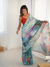 DVS-67 Multicolor Chinnon Saree with Kutchi Mirror Border