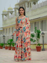 Multicolor Floral Chinnon Ready-to-Wear Saree