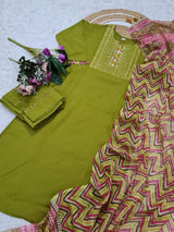 Embroidery Muslin Cotton Kurta Set