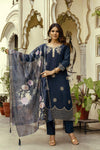 Embroidared Beads Viscose Chanderi Kurta Set