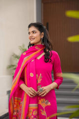 Printed French Crepe Kurta Set