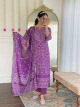 Hand Mirrored Franch Crepe Kurta Set
