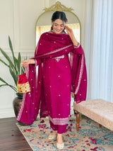 Embroidery Cp Vichitra Kurta Set