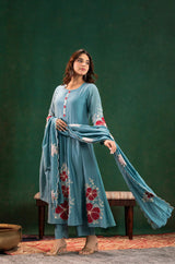 Embroidared Chanderi Silk Kurta Set