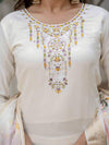 White Embroidery Roman Silk With Cotton Lining Kurta Set