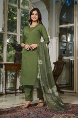 Embroidared Viscose Chanderi Kurta Set