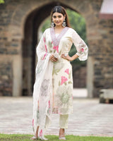 White Embroidery Georgette Kurta Set