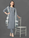 Embroidery & Mirror Work Cottan Blend Kurta Set