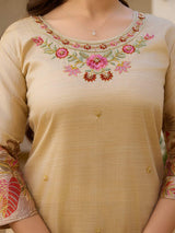 Embroidared Beads Viscose Assam Silk Kurta Set