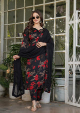 Printed Silk Blend Kurta Set